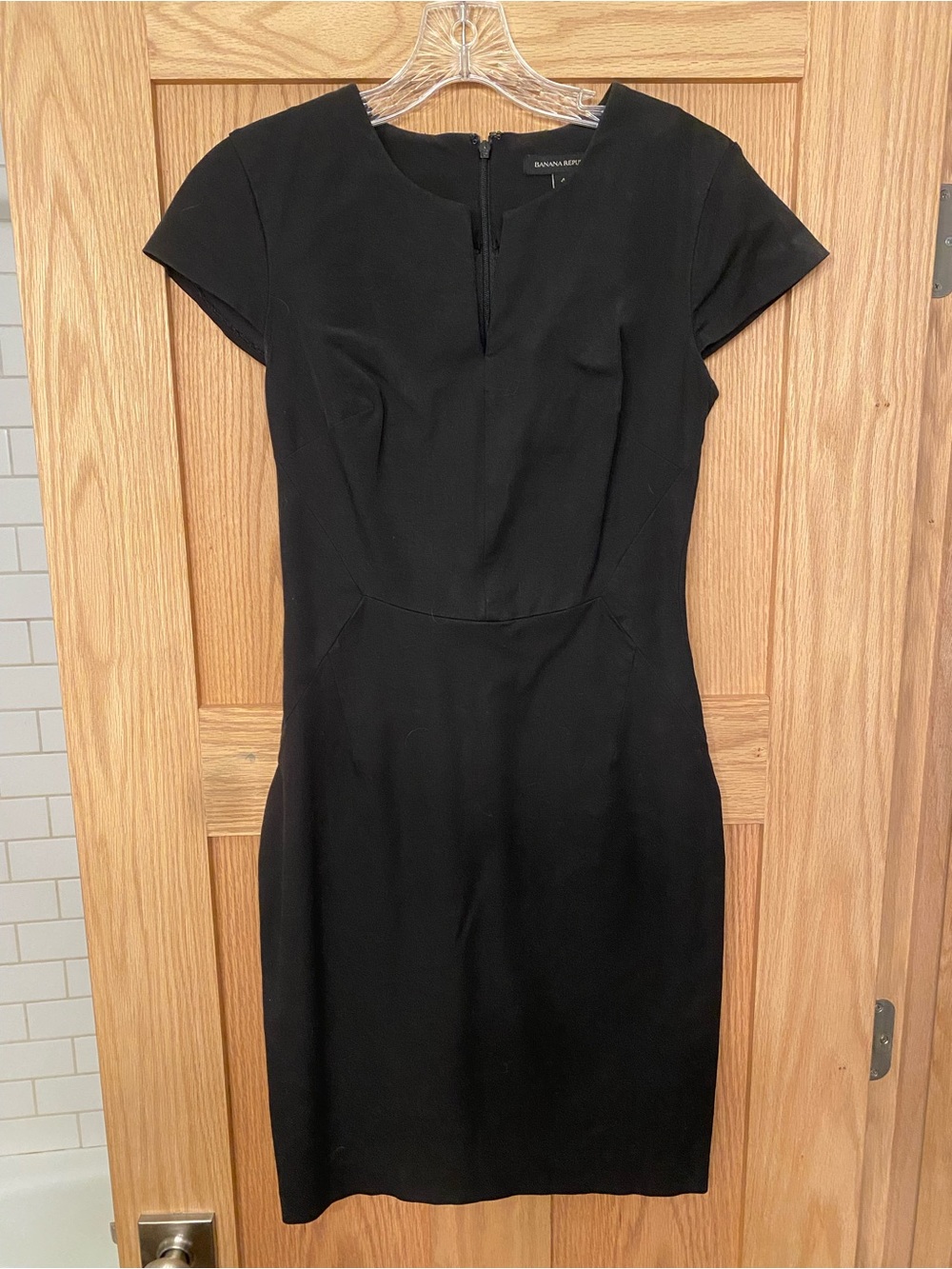 Banana Republic Black Cap-Sleeve Midi Sheath Dress